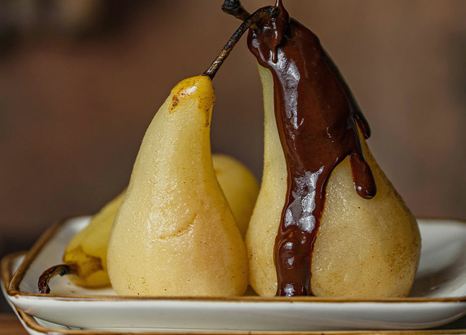 Birne Helene mit Weisswein